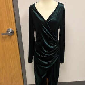 Velvet Dress in Deep Green